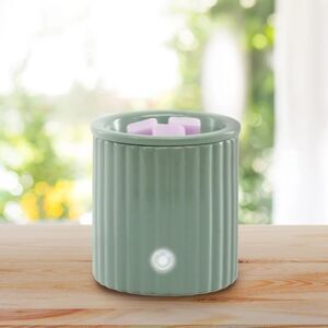 Mainstays Sage Green Electric Ribbed Ceramic Wax Warmer, 2 Pack